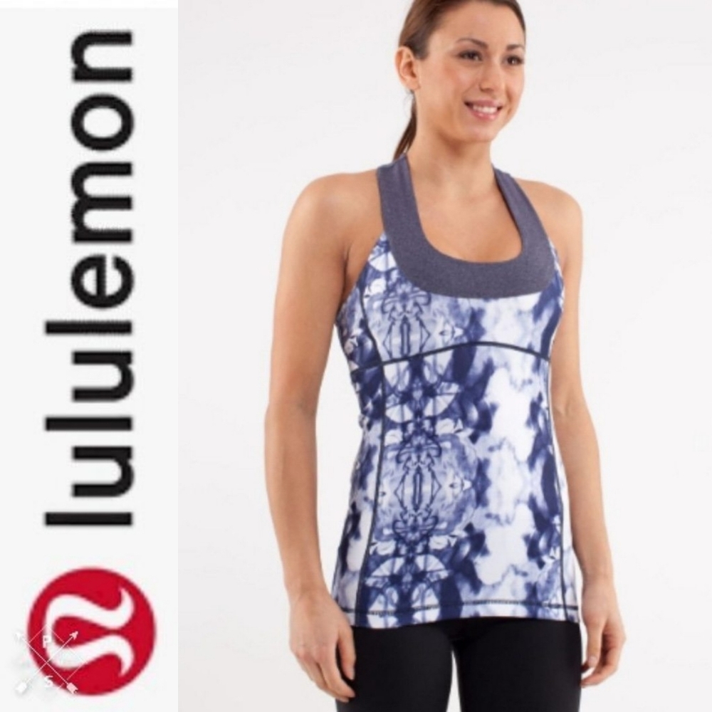 LULULEMON Scoop Neck Tank Ink Blot White Deep Indigo Blue